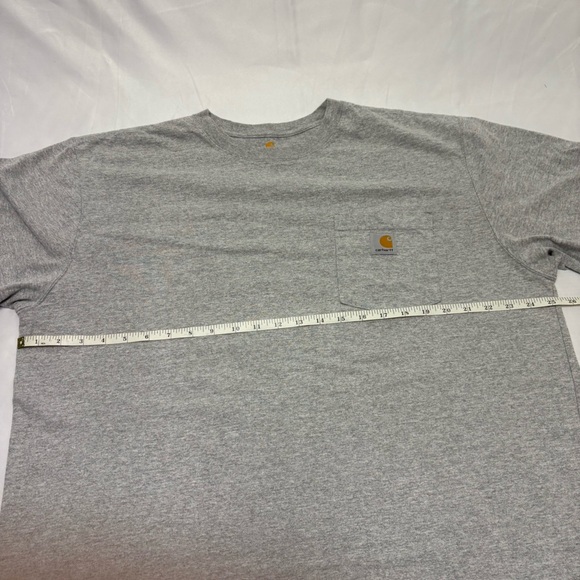 Carhartt Men’s XL Grey Classic Tee Shirt Front Pocket Work Tough Cotton Blend - Picture 7 of 8